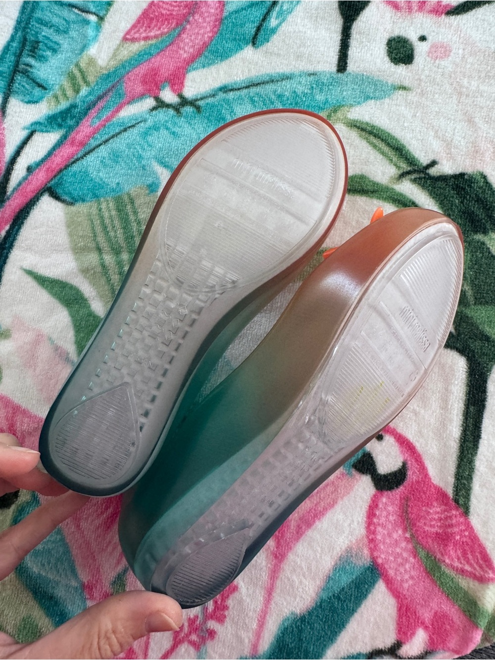 NEW Mini Melissa The Little Mermaid Coral & Teal Jelly Flats youth size 3 - Picture 5 of 5